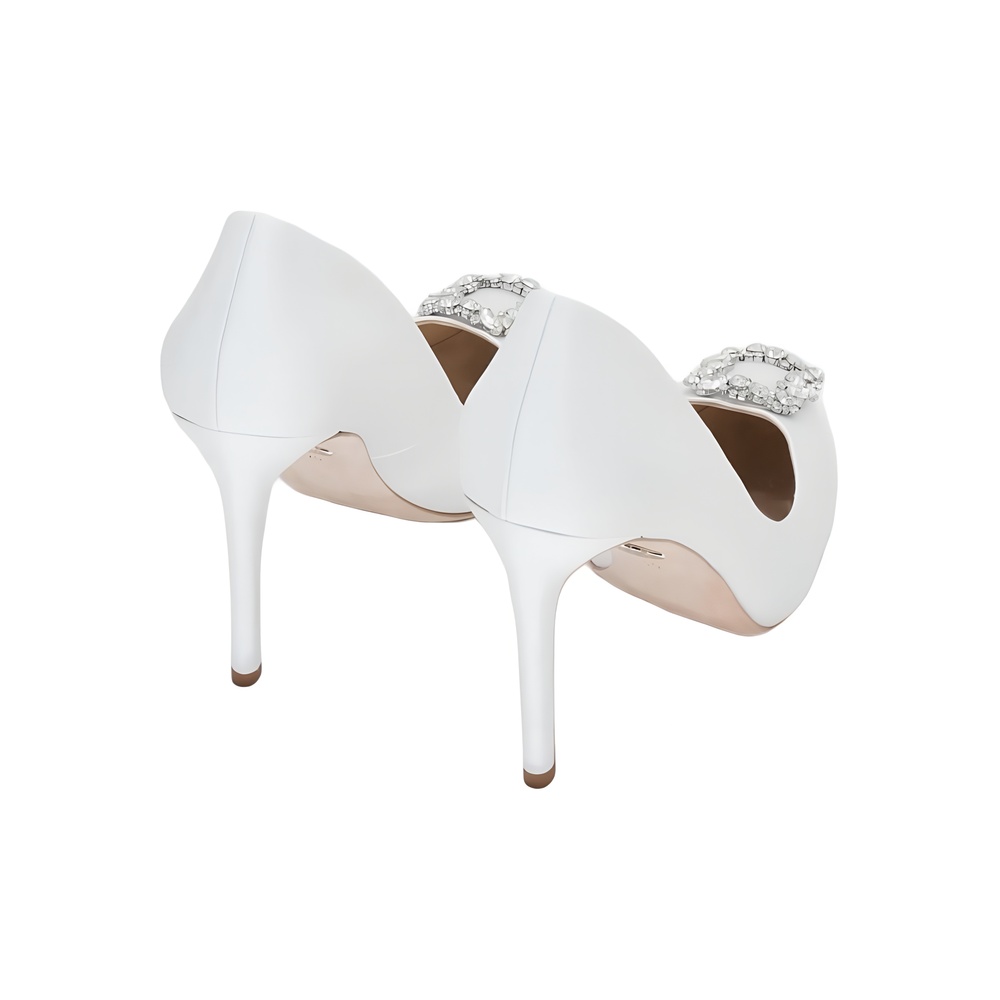 Badgley Mischka Cher Evening Bridal Pumps White Size 10 - Picture 3 of 6